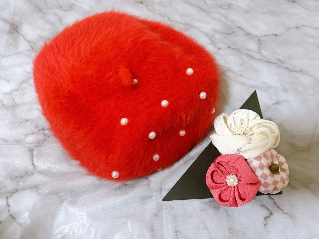 ベロア被布♡七五三　3歳　女の子　フルセット　モダン　大正ロマン　ベレー帽