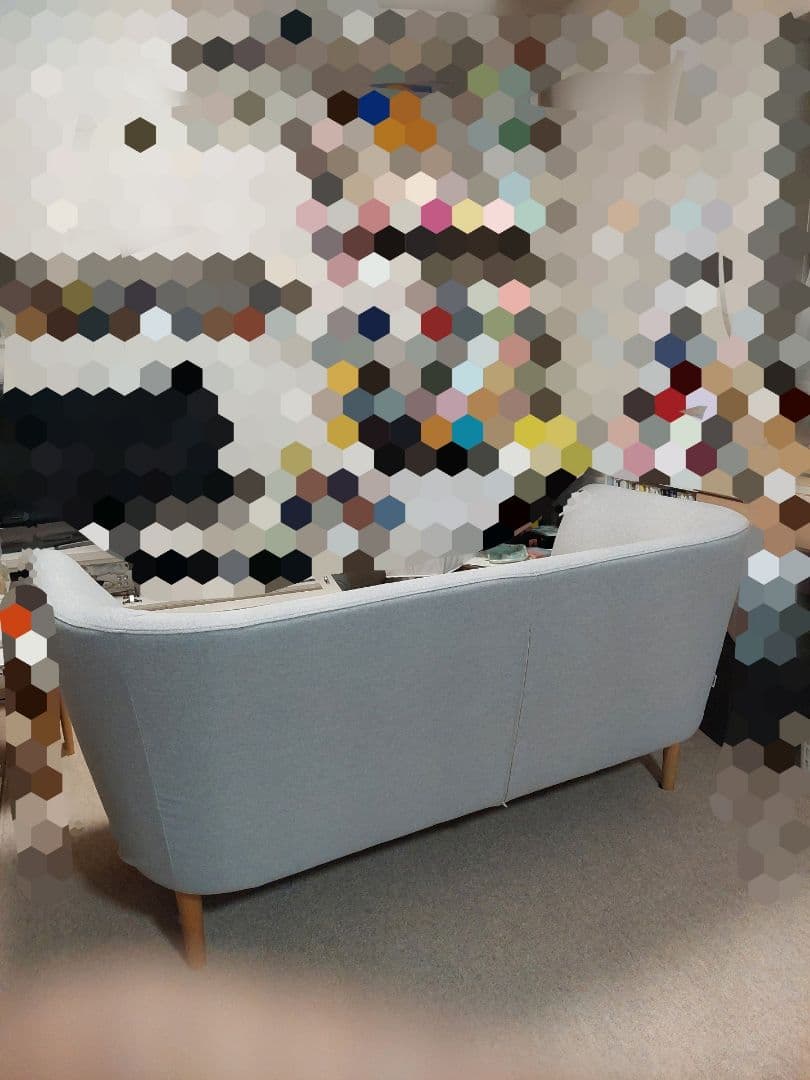 ライトグレー 2人掛けソファ カーブ型