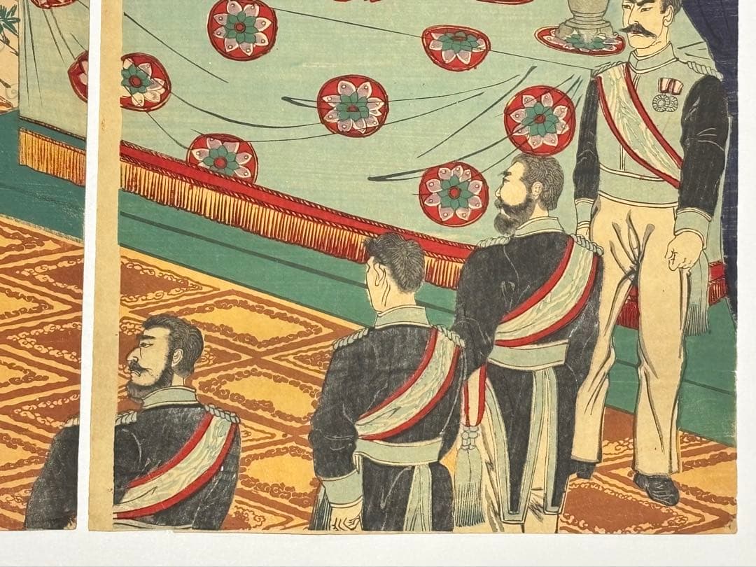 銀婚式祝典之図」楳堂小国政 明治27年刊 3枚続|浮世絵 錦絵 明治天皇