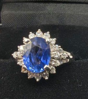 Pt900 ノーヒートサファイア スリランカ 非加熱 6.5g 10号 鑑別書付