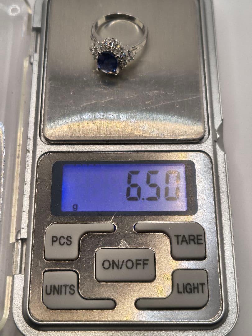 Pt900 ノーヒートサファイア スリランカ 非加熱 6.5g 10号 鑑別書付