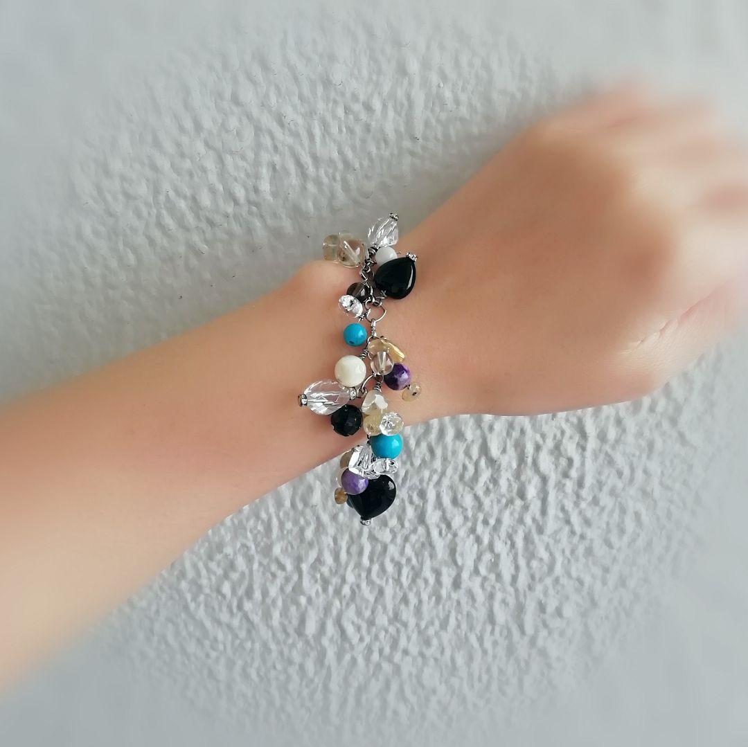 〚ターコイズ*ルチル*チャロアイト*オニキス*水晶*他〛豪華☆天然石ブレスレット