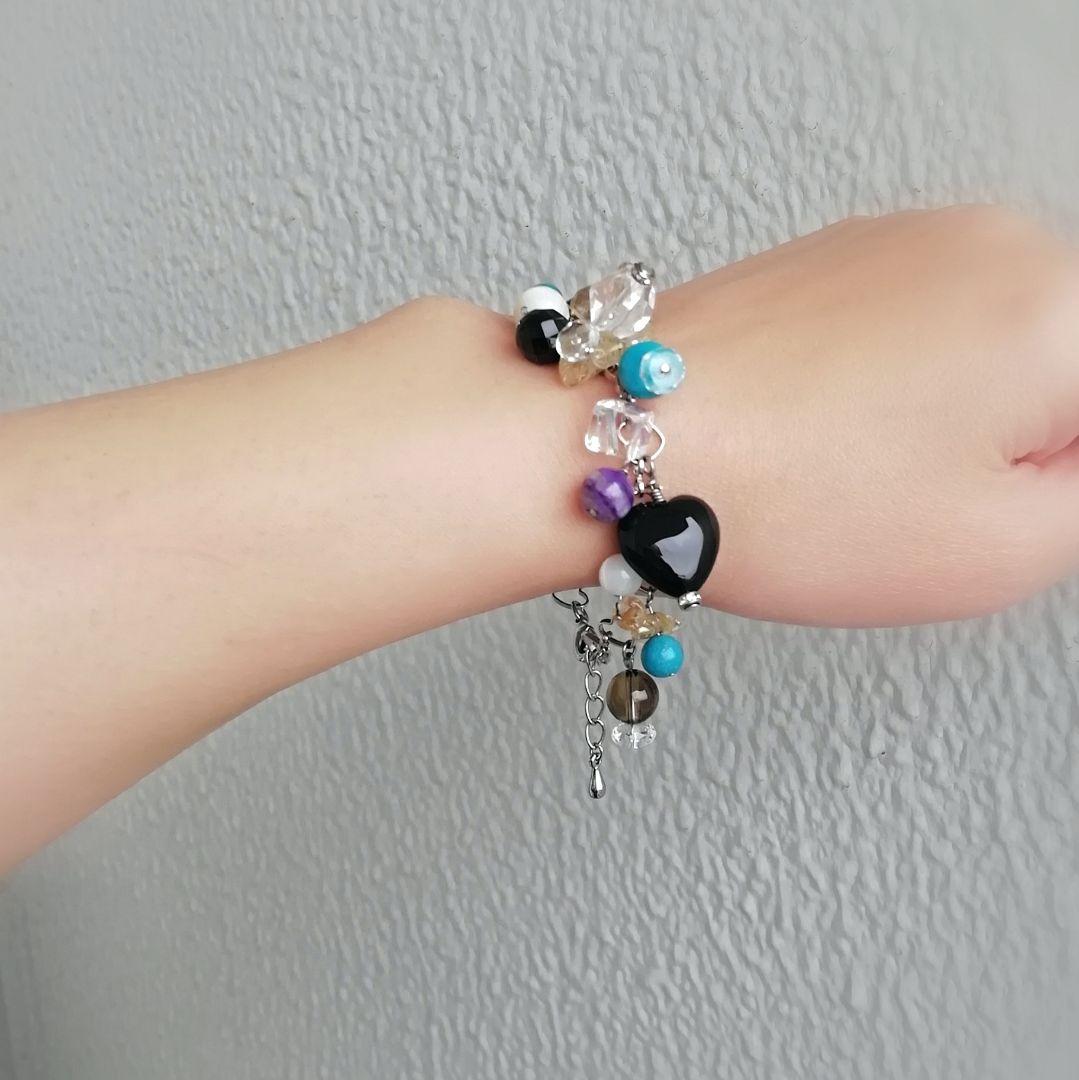 〚ターコイズ*ルチル*チャロアイト*オニキス*水晶*他〛豪華☆天然石ブレスレット