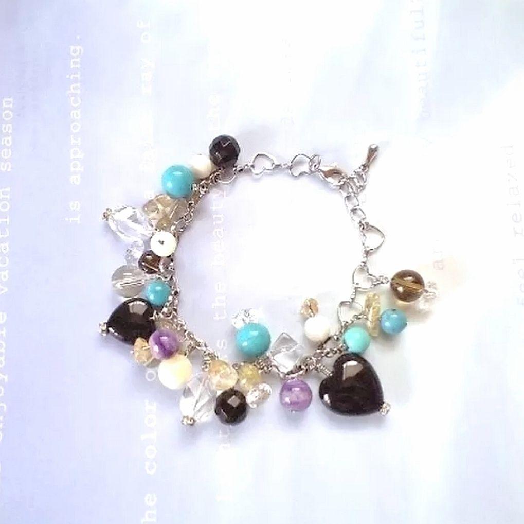 〚ターコイズ*ルチル*チャロアイト*オニキス*水晶*他〛豪華☆天然石ブレスレット