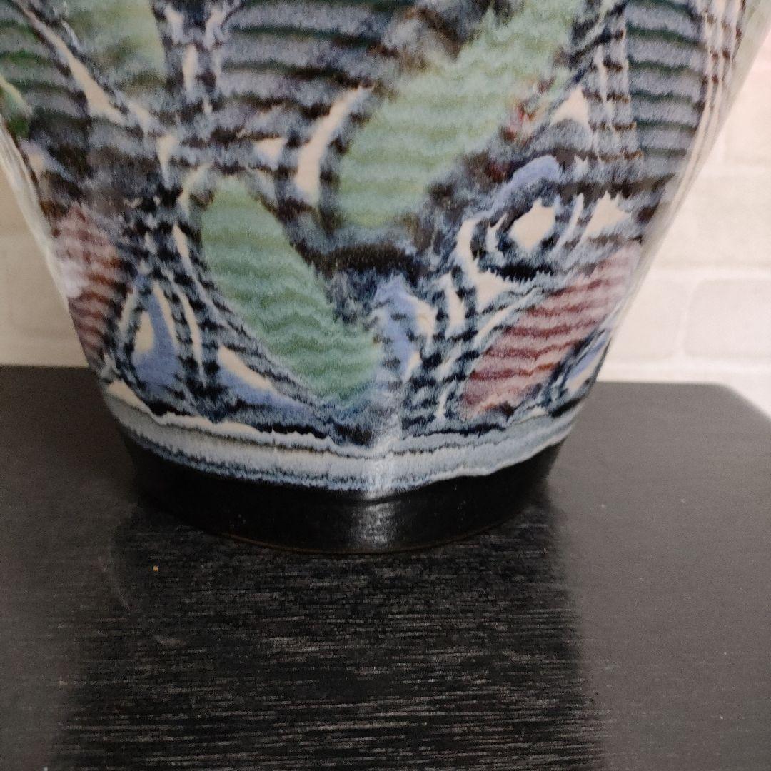 信楽焼 中村陶器 色彩壺型大花瓶 高さ約43 サイズ 色絵磁器大正