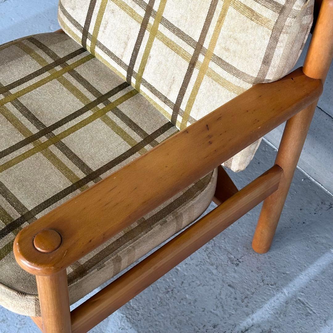 ✿昭和レトロ✿ カリモク ヴィンテージ木製チェア クラシック 布座面チェア①