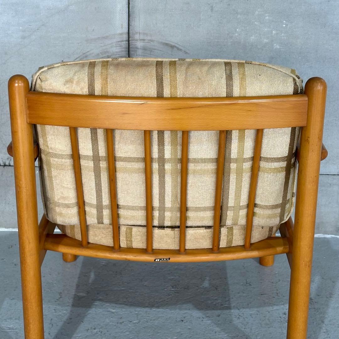 ✿昭和レトロ✿ カリモク ヴィンテージ木製チェア クラシック 布座面チェア①