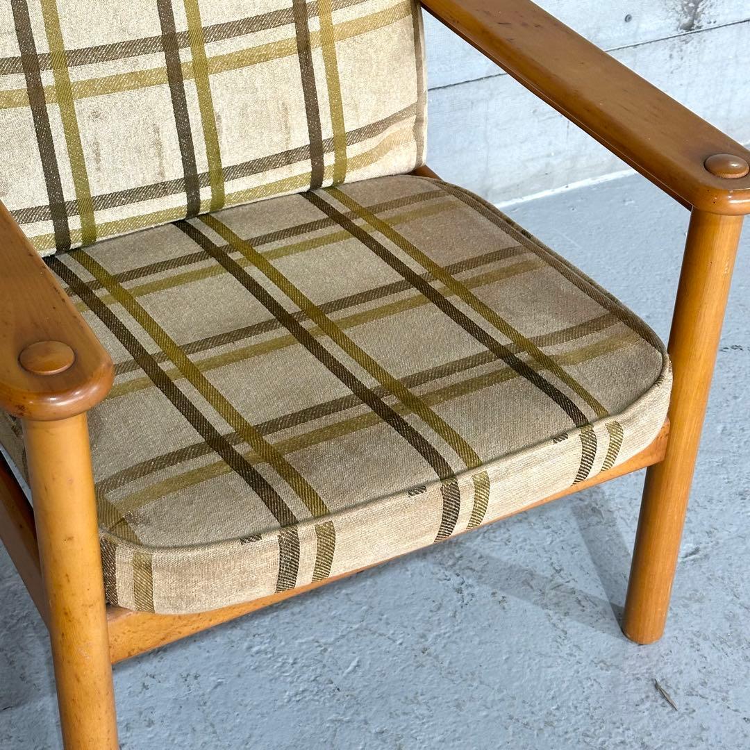 ✿昭和レトロ✿ カリモク ヴィンテージ木製チェア クラシック 布座面チェア①