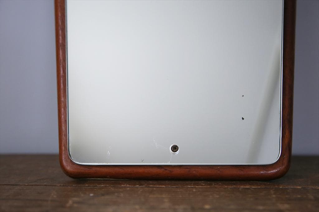 英国アンティークチーク古木ウォールミラー/木製壁掛け鏡/立鏡/姿見(92-43)