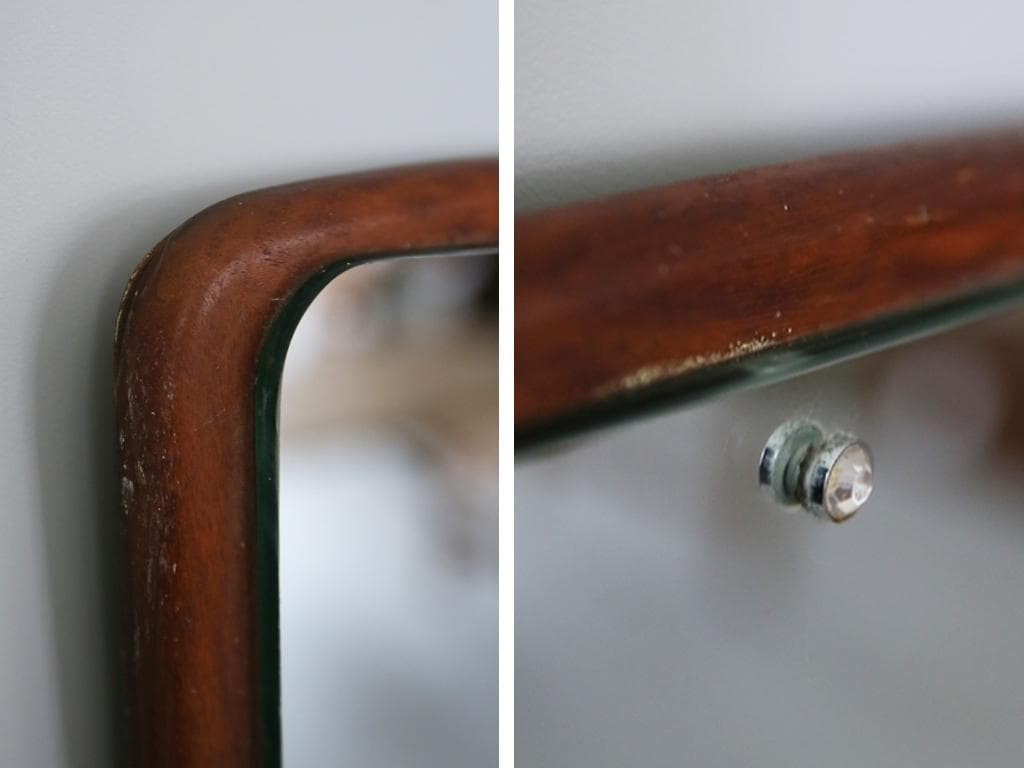 英国アンティークチーク古木ウォールミラー/木製壁掛け鏡/立鏡/姿見(92-43)