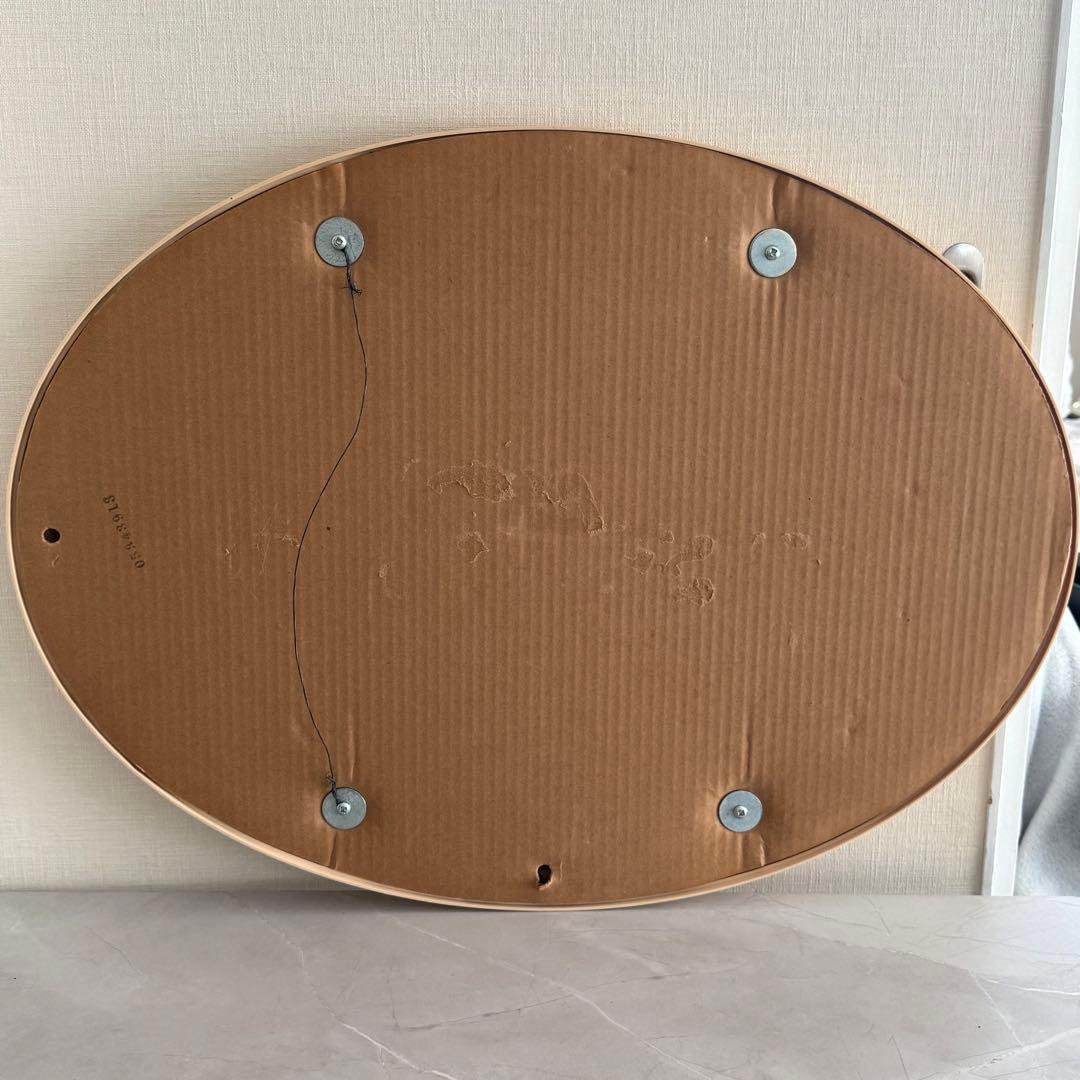 ミッドセンチュリー クリーム オーバルミラー スペースエイジ ウォールミラー