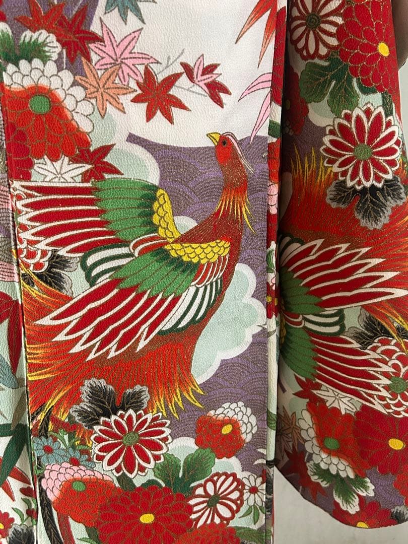 7歳　七五三　アンティーク正絹着物、アンティーク帯、帯揚げ、帯締め　しごきセット