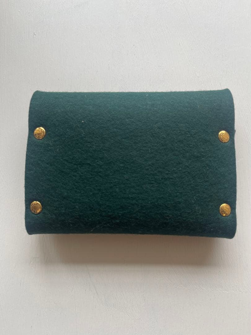 HERMES エルメス フェルト トランプケース ポーチ ダークグリーン