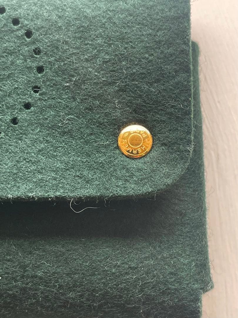 HERMES エルメス フェルト トランプケース ポーチ ダークグリーン