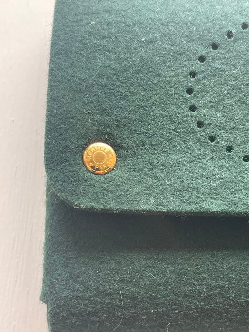 HERMES エルメス フェルト トランプケース ポーチ ダークグリーン
