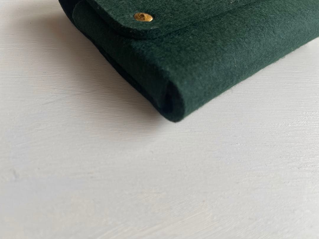 HERMES エルメス フェルト トランプケース ポーチ ダークグリーン