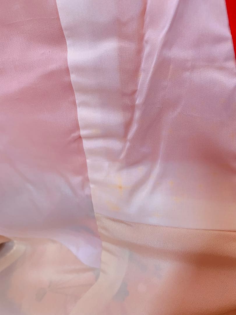 七五三　3歳から5歳の女の子のお支度　正絹手縫い　朱色と藍色のコントラスト