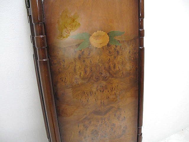 イタリア製 ヴィンテージ 象嵌細工 バール材 4連パーテーション ※蝶番ダメージ