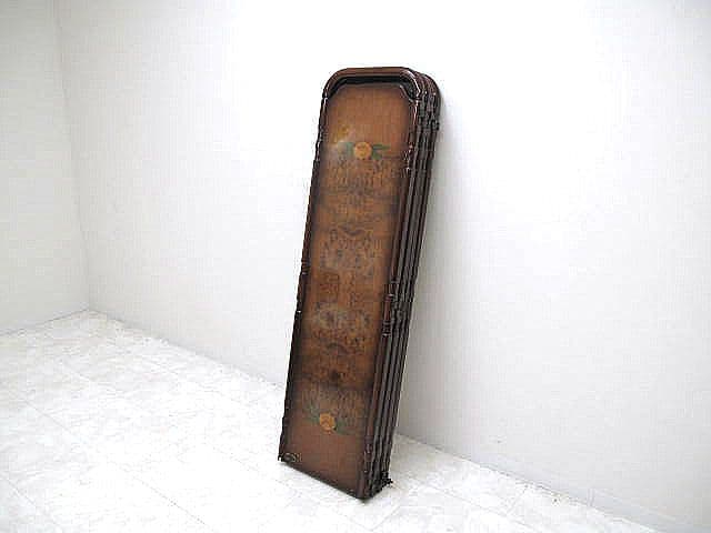 イタリア製 ヴィンテージ 象嵌細工 バール材 4連パーテーション ※蝶番ダメージ