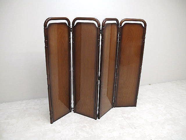 イタリア製 ヴィンテージ 象嵌細工 バール材 4連パーテーション ※蝶番ダメージ