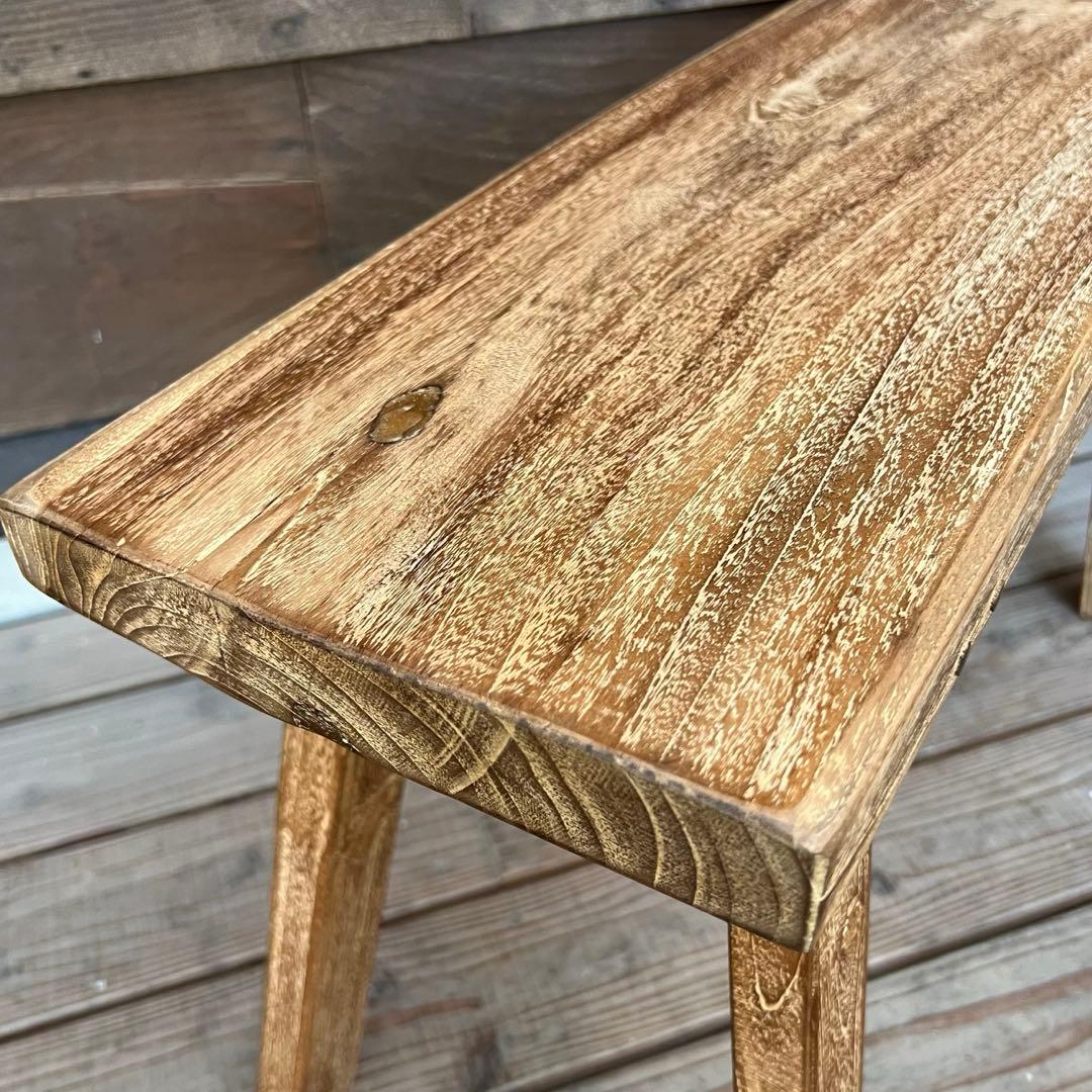 オールドチーク材 一枚板ベンチ70cm チーク無垢材 アンティーク調 スツール