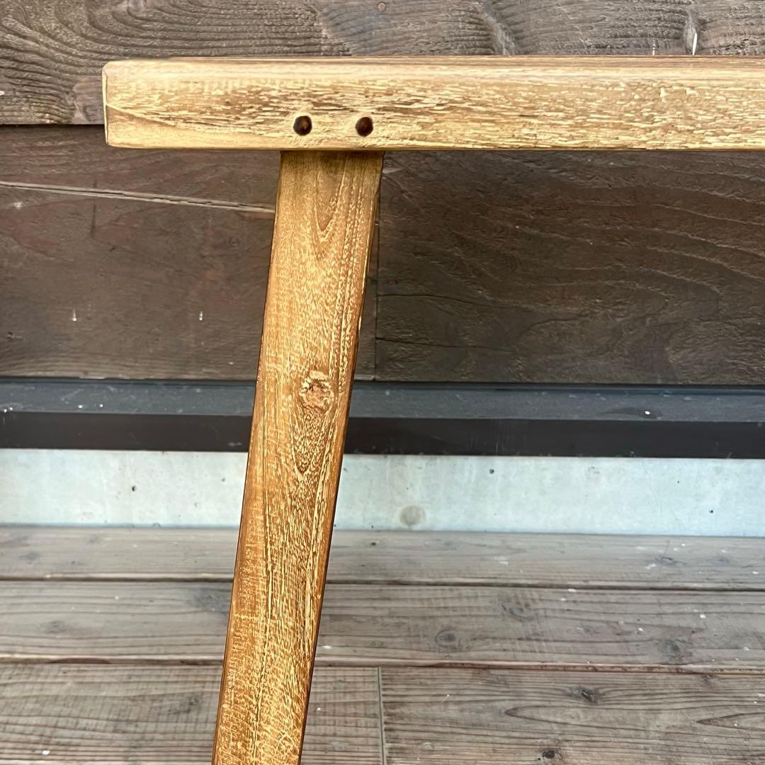 オールドチーク材 一枚板ベンチ70cm チーク無垢材 アンティーク調 スツール