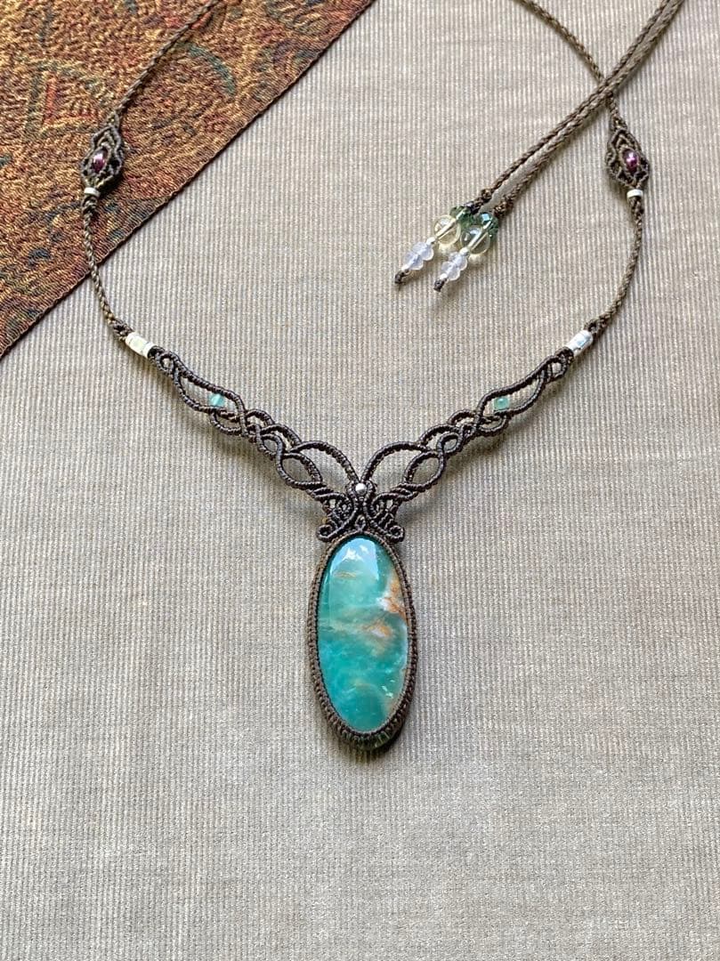 クリソプレーズ　マクラメネックレス クリソプレーズシンプルマクラメネックレス | iichi 日々の暮らしを