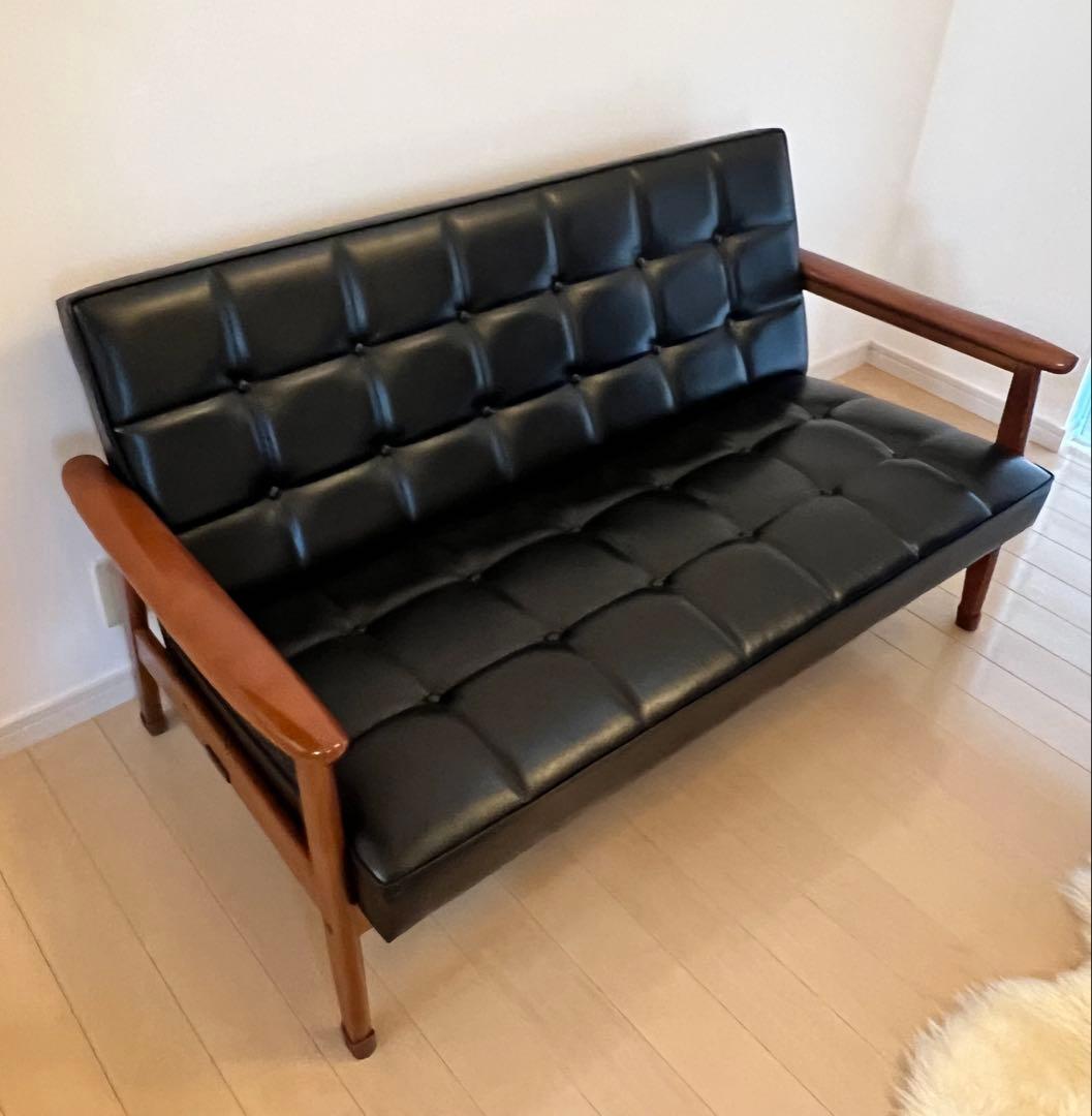 カリモク60 Kチェア 2シーター スタンダードブラック　送料込み