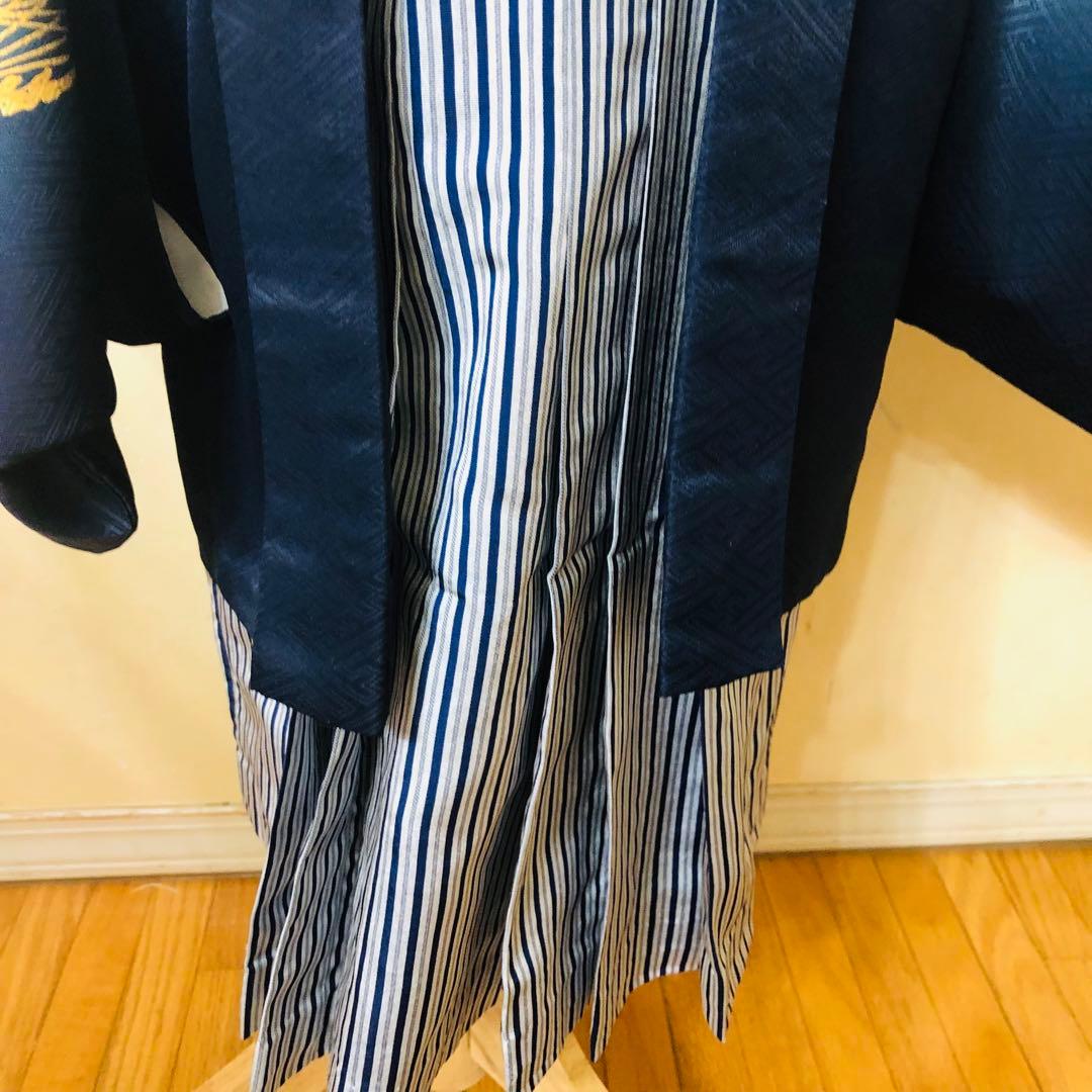 七五三五歳‼️完全️フルセット高級‼️美品紺地暈し鷹金糸刺繍煌びやか際立つ❤️家からなし