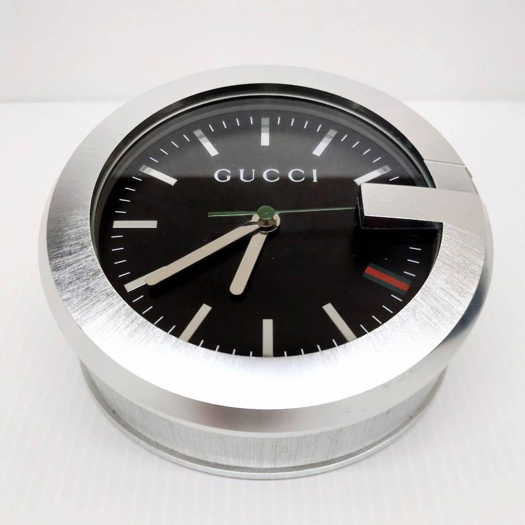 GUCCI 置時計 ブラック/シルバー　201 SWISS MADE クォーツ