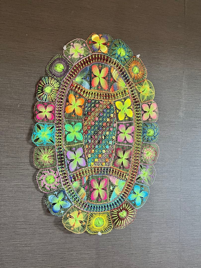 楕円形パラグアイ伝説織 ニャンドゥティレース テーブルセンター