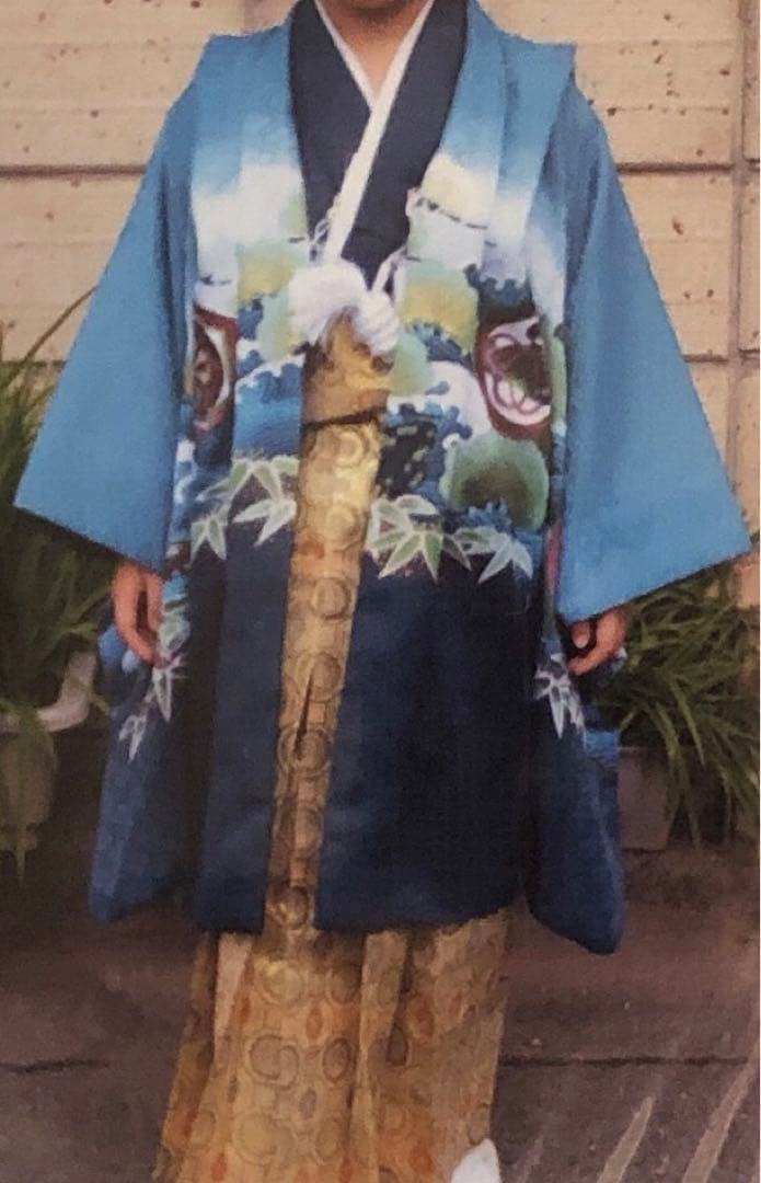 七五三用　伝統着物 羽織 袴 小物 金 黒 鷹 松