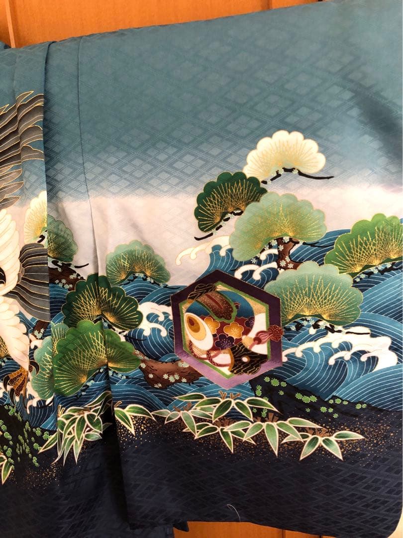 七五三用　伝統着物 羽織 袴 小物 金 黒 鷹 松