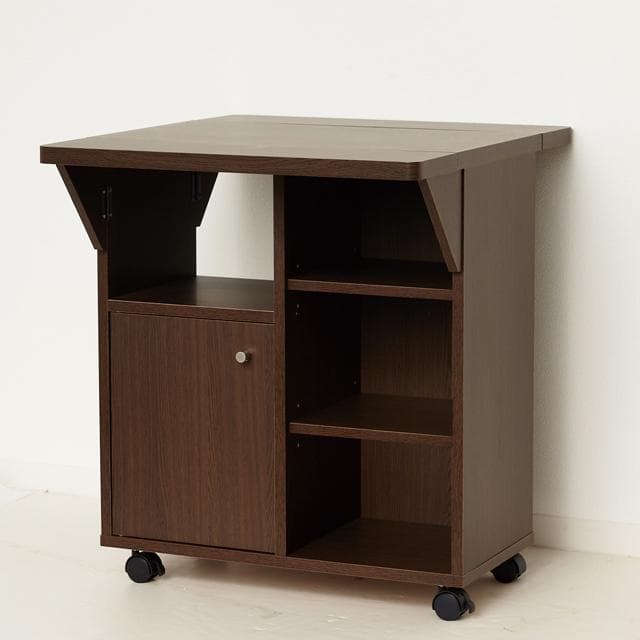 《新品・送料無料》《日本製》バタ式キッチンワゴン60（ホワイト／ブラウン）
