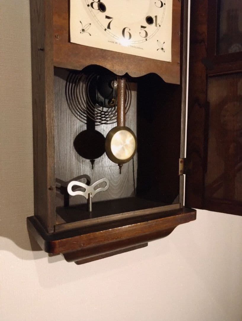 柱時計　完動品　精工舎　スリゲル　昭和レトロ　ゼンマイ　古時計　ボンボン時計