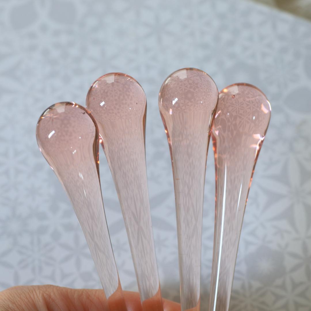 フランスアンティーク　ピンクガラスドロップ /シャンデリアシェードランプ