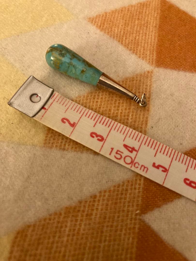 中古珍美品 フォッシルターコイズ滴型 ペンダントネックレス