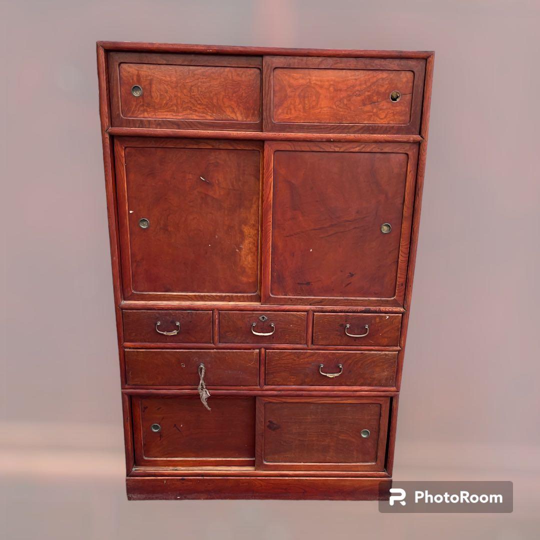 【アンティーク】茶箪笥 水屋箪笥 昭和レトロ 古民具 古家具 ビンテージ