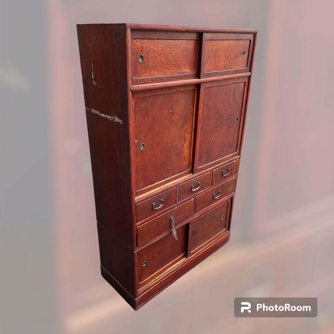 【アンティーク】茶箪笥 水屋箪笥 昭和レトロ 古民具 古家具 ビンテージ