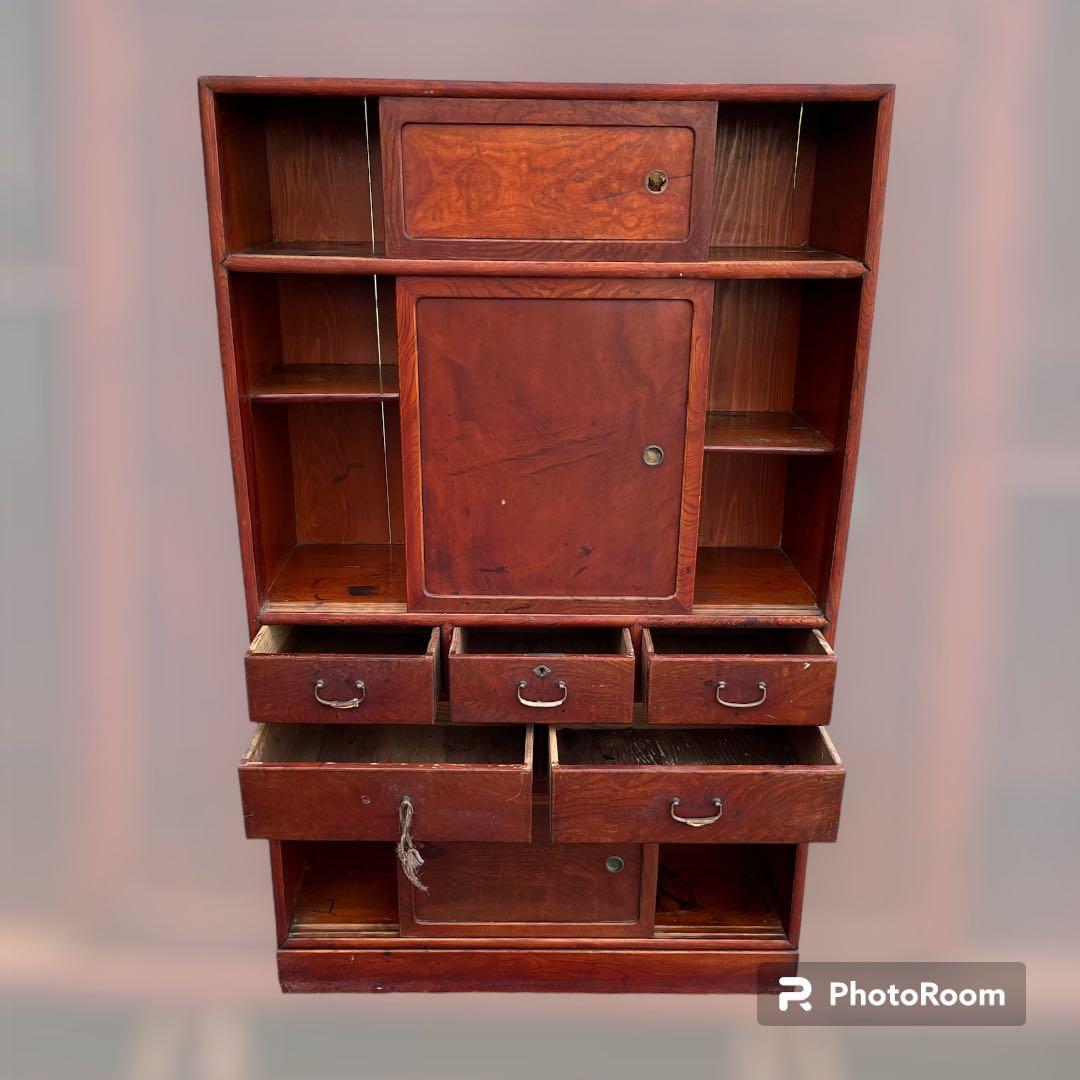 【アンティーク】茶箪笥 水屋箪笥 昭和レトロ 古民具 古家具 ビンテージ