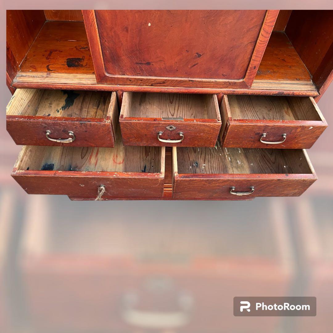 【アンティーク】茶箪笥 水屋箪笥 昭和レトロ 古民具 古家具 ビンテージ