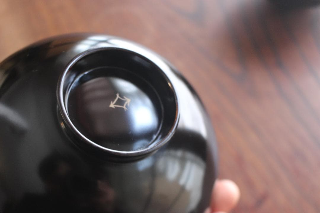 時代逸品！時代金縁黒漆に極上日の出鶴蒔絵の映えるお椀2点（検輪島塗蒔絵椀雑煮椀