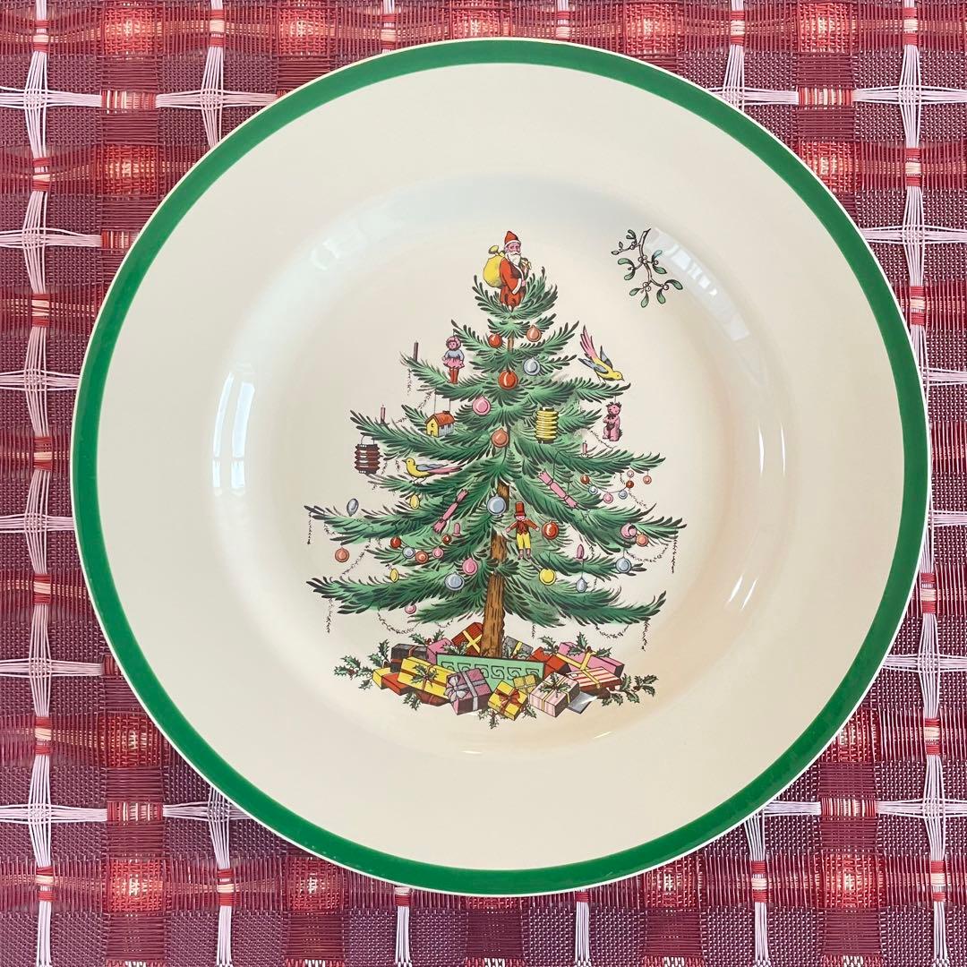 【英国製】スポード　クリスマスツリー　ディナープレート　４点セット