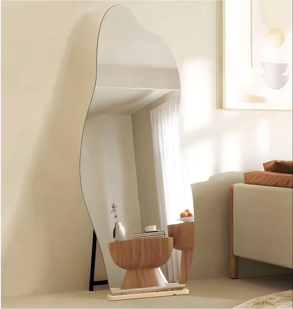 即納ウェーブ型スタンドミラー 160x50cm (着払いorお引き取り可能な方)