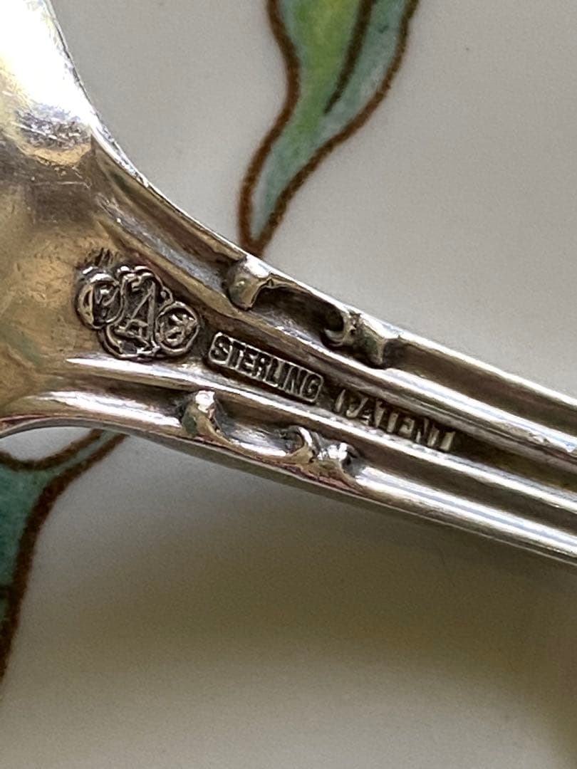 【米国／Alvin】純銀 スターリングシルバー／ティースプーン ２本「朝顔」