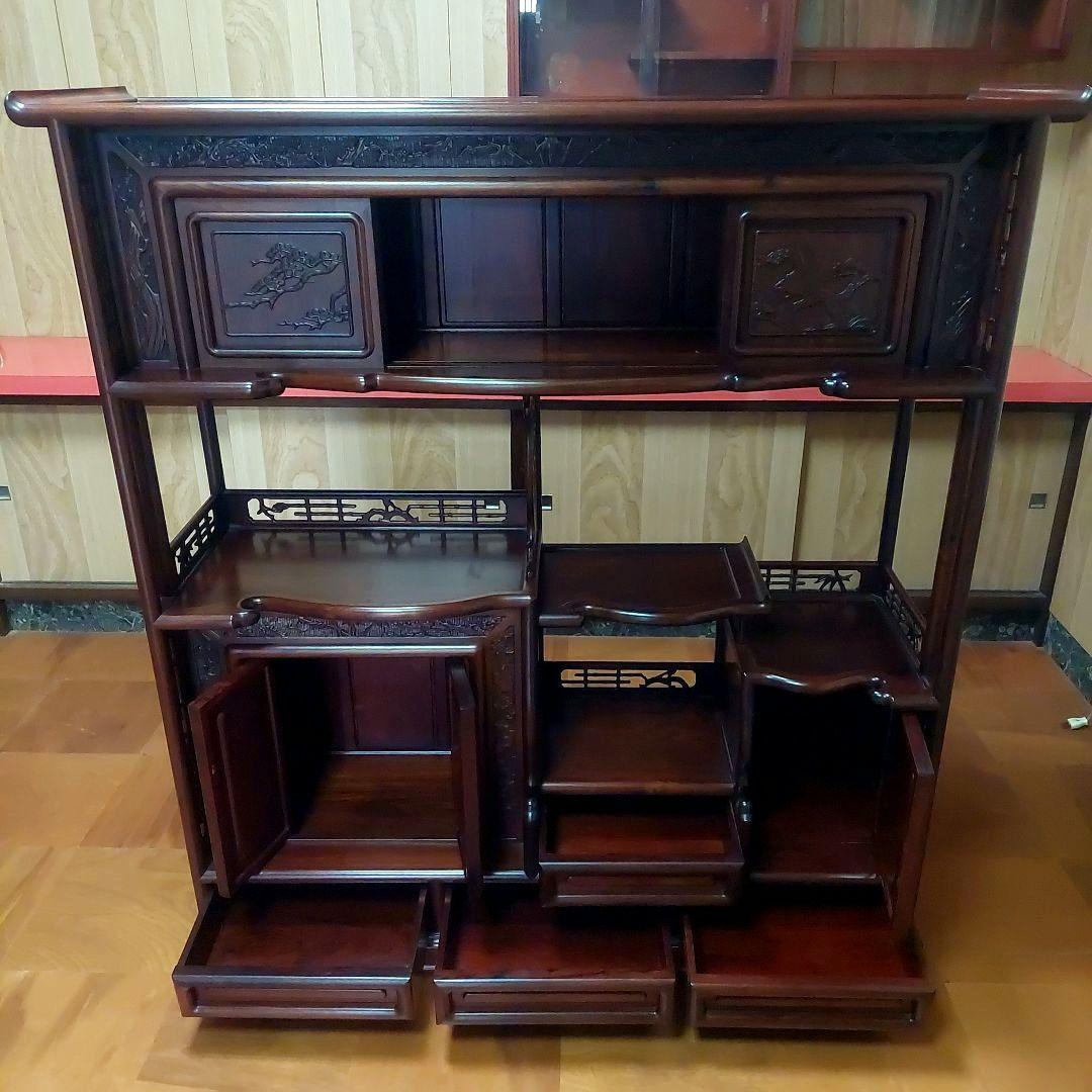 唐木家具　紫檀飾り棚　茶箪笥