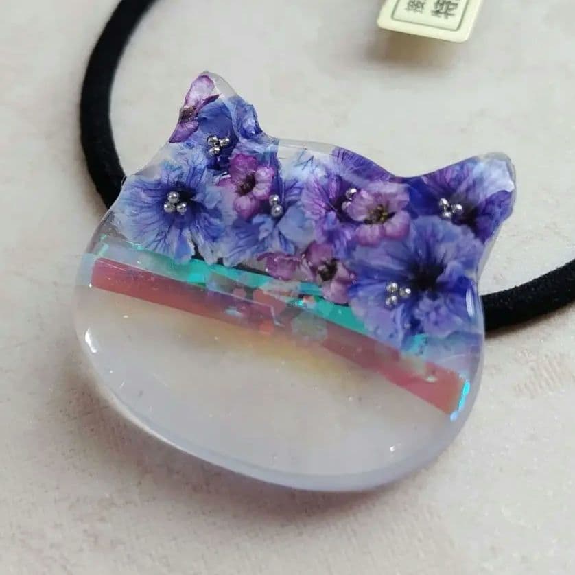 NO.428❤猫 姉妹❤レジンヘアゴム ブローチ