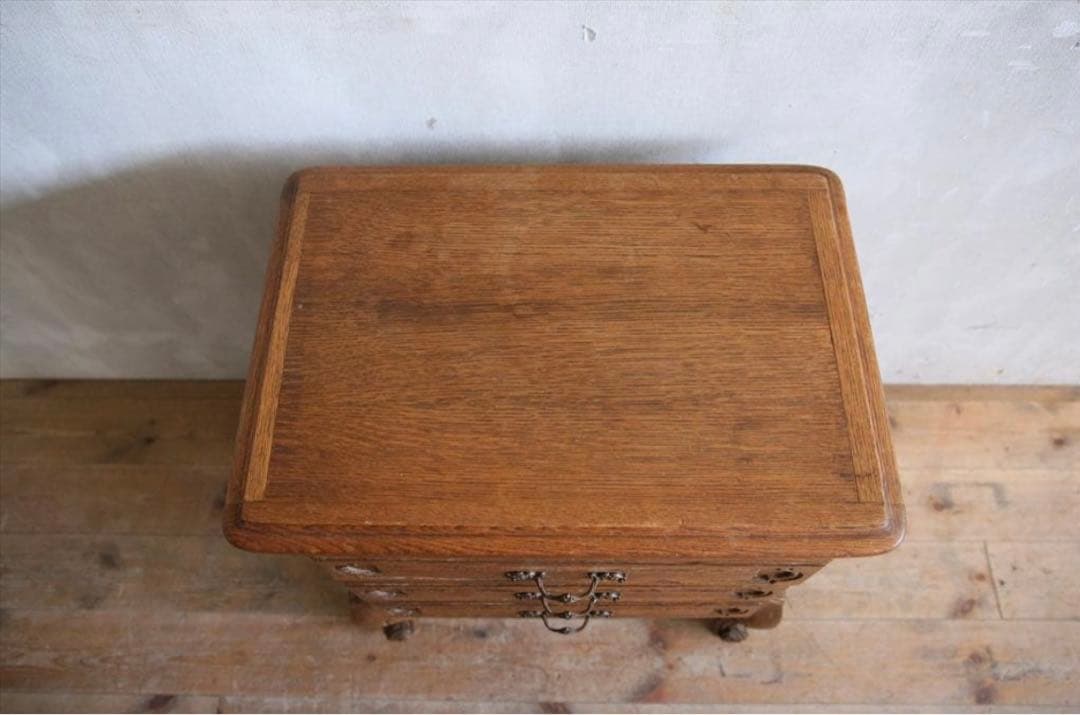 フランスアンティーク猫脚3杯ドロワー/木製チェスト/タンス飾り棚