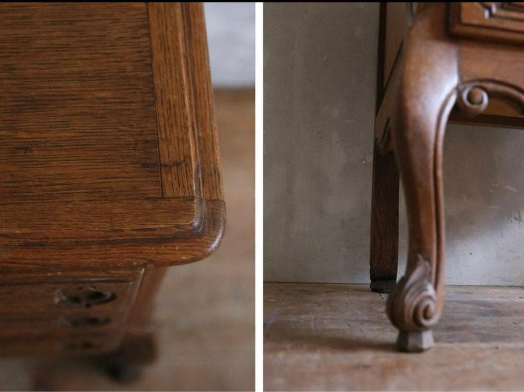 フランスアンティーク猫脚3杯ドロワー/木製チェスト/タンス飾り棚