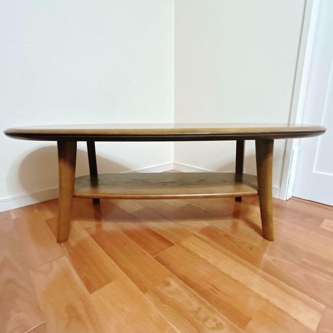 カリモク センターテーブル 楕円形 木製 北欧 ナチュラル カフェ風 高級家具